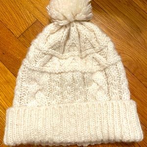 J Crew off white winter hat with Pom